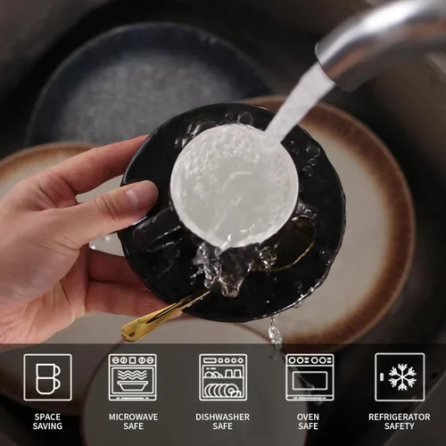 Miniatura 8 de Lareina Tazas de Espresso de Porcelana de 3 Onzas, Juego de 6, Pequeñas Tazas de Café Apilables con Platillos, Cucharas y Soporte de Metal - Tazas