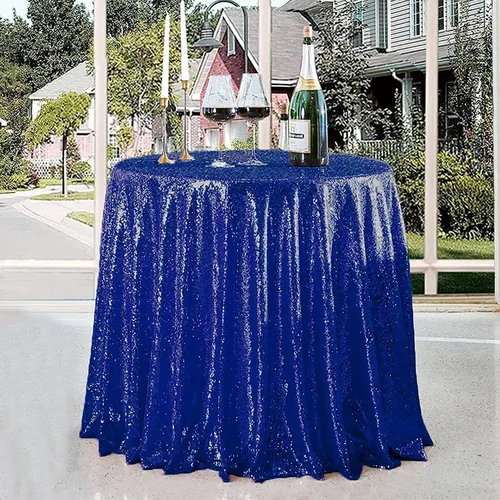 Miniatura 73 de Manteles redondos de lentejuelas negros para fiestas, de 121,9 cm, mantel redondo de purpurina ajustado, pequeño, lindo y dulce, para boda