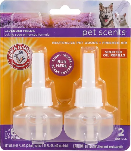 Arm & Hammer For Pets Scents - Recambios de aceite perfumado enchufable en campos de lavanda, paquete de 2 | Desodorizador para el hogar para olores