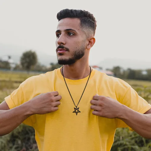 Miniatura 2 de TempBeau Collar con colgante de pentagrama satánico Baphomet Cadena de eslabones de pentáculo invertida hecha a mano, iglesia satanista, punk