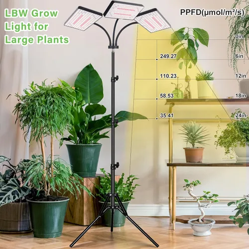 Miniatura 2 de Luces de cultivo LBW 2024 para plantas de interior con soporte, 642 LEDs de espectro completo, lámpara de planta de pie alta, lámpara de planta alta