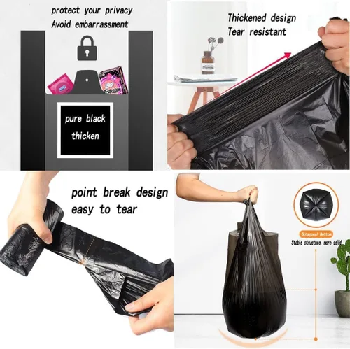 Miniatura 3 de Bolsa de basura de 4 galones, pequeñas bolsas de basura negras de 200 unidades, bolsas de basura gruesas para baño, bolsas de basura pequeñas