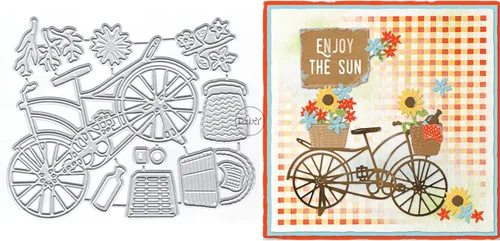 DzIxY Cesta de flores para bicicleta, troqueles de corte de metal, kit de fabricación de tarjetas, troquelados, troqueles, álbumes de recortes, 33