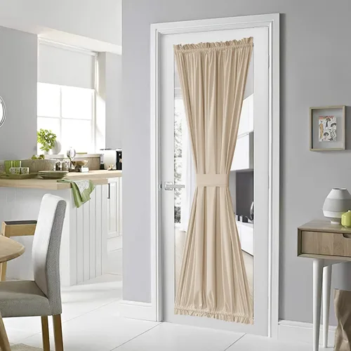 Miniatura 17 de NICETOWN Cortina negra de terciopelo para puerta de cocina/baño/patio/puerta corrediza de vidrio, aislante, con bolsillo para barra, insonorizante