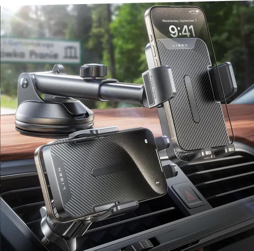 LISEN Soporte de teléfono para iPhone 17, soporte de teléfono con ventosa 2 en 1 para el parabrisas del salpicadero del automóvil, soporte de