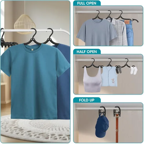 Miniatura 3 de 30 piezas de perchas de viaje, organizador de perchas plegables portátiles para viajes, bastidor de secado de ropa de plástico, elementos esenciales