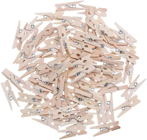 Mini alfileres de madera natural, alfiler de papel fotográfico, clips de manualidades para el hogar, escuela, manualidades, decoración, pantalla de