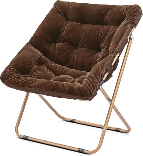 Miniatura 61 de Cómoda silla con platillo, silla de sala de estar, silla plegable acolchada suave de piel sintética, cómoda silla cuadrada de luna para sala