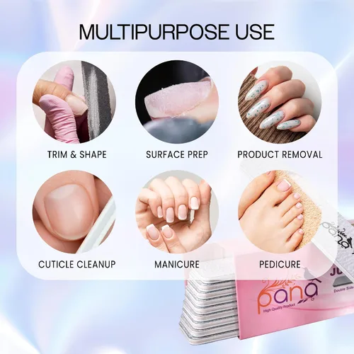 Miniatura 7 de PANA Lima de uñas Emery Jumbo de doble cara para manicura, pedicura, uñas naturales y acrílicas, cebra (grano 100/180), paquete de 50