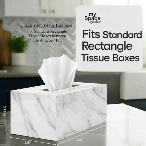 Miniatura 4 de Cubierta de Caja de Paños Rectangular - Soporte de Caja de Paños Rectangular - Compatible con Kleenex - Accesorios de Baño de Acrílico y Mármol