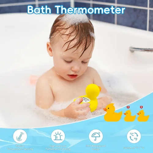 Miniatura 2 de B&H Termómetro de baño para bebé de pato para medir con precisión la temperatura del agua del bebé, sin BPA, juguete flotante de seguridad