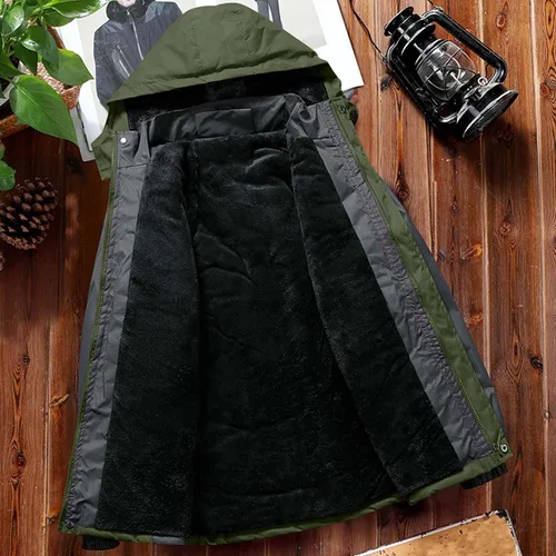 Miniatura 4 de Chaqueta de esquí impermeable para hombre, abrigo de nieve de forro polar, resistente al viento, con capucha, rompevientos, montaña, ropa