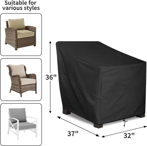 Miniatura 2 de ALSTER Fundas para Sillas de Patio Impermeables, Fundas para Sillas de Exterior (32" L x 37" A x 36" Al), Fundas de Muebles Negras Duraderas e