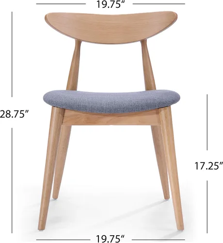Miniatura 3 de GDFStudio Christopher Knight Home Barron - Sillas de comedor de tela con acabado de roble, juego de 2 piezas, gris y roble