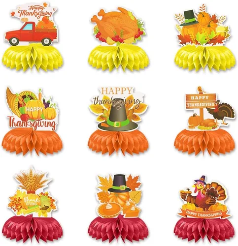Miniatura 5 de Hying 9 centros de mesa de panal de otoño para mesa, centros de mesa de panal de Acción de Gracias, centros de mesa de hojas de arce de otoño