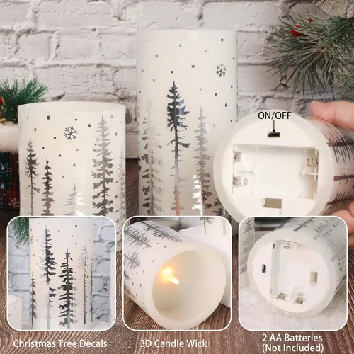 Miniatura 3 de Crystal Club Velas de Navidad sin llama, velas LED navideñas que funcionan con pilas con control remoto y temporizador, velas parpadeantes realistas