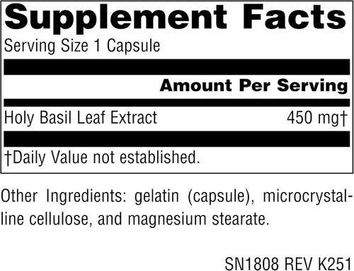 Miniatura 2 de Source Naturals Serene Science Extracto de albahaca sagrada, soporte suprarrenal* 450 mg - 60 Cápsulas