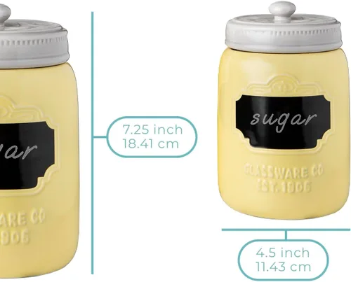 Miniatura 3 de Comfify Mason Jar - Juego de 3 recipientes de cerámica para cocina, juego de 3 recipientes de almacenamiento decorativos con tapas herméticas