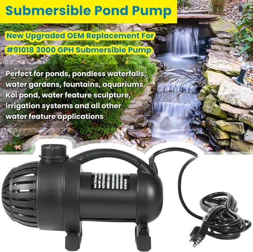 Miniatura 2 de 91018 3000 GPH Bomba de agua sumergible para fuente de cascada de estanque, sistema de filtro hidropónico para acuario, tanque de peces, piscina Koi