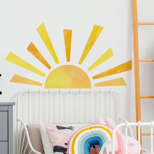 Miniatura 17 de 35.4 × 11.8 pulgadas, diseño de nubes de sol, mural de acuarela, vinilo moderno, extraíble, adhesivo para guardería, sala de juegos, sala de estar