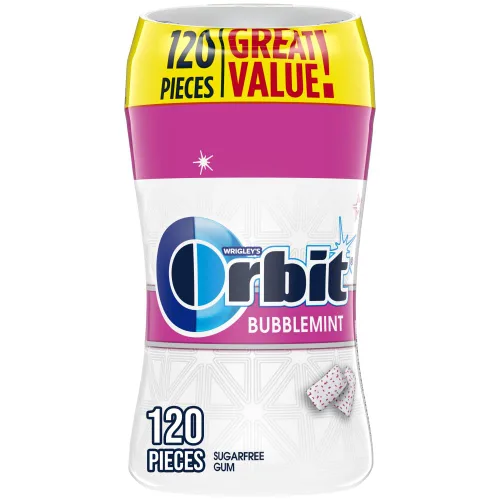 Miniatura 2 de Orbit Tazas de goma de burbujas, burbuja menta, botella de 55 piezas, 4-cuenta