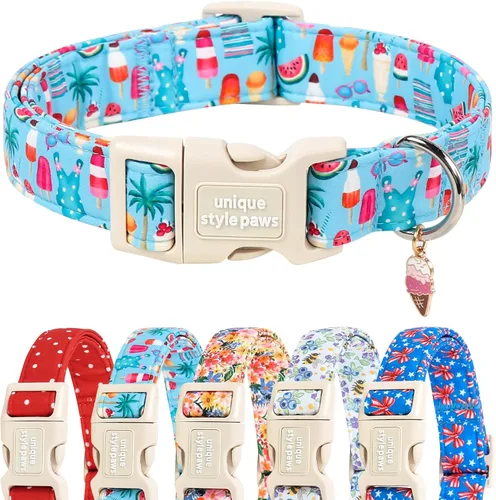 Unique style paws Collar de perro con hebilla de plástico con colgante, collar de cachorro para primavera y verano, traje de baño para fiesta en la