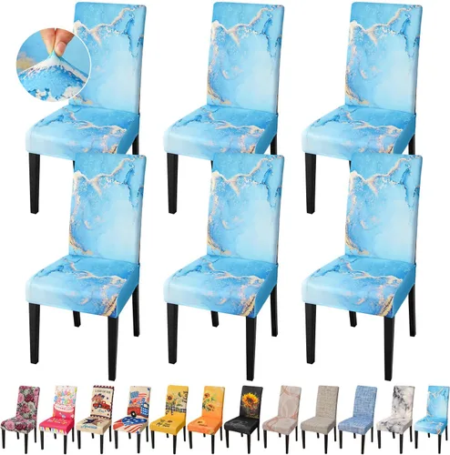 Miniatura 36 de JQinHome Juego de 8 fundas para sillas de comedor, fundas de alta elasticidad extraíbles y lavables, fundas protectoras de asiento para silla