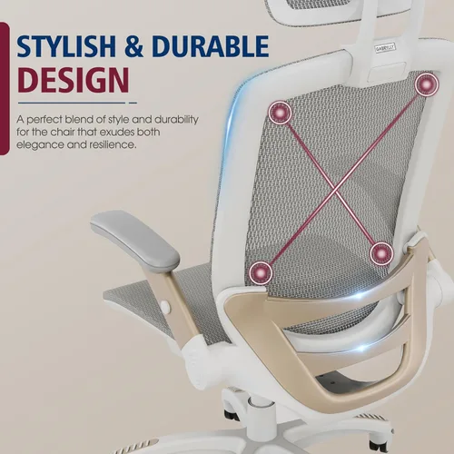 Miniatura 6 de GABRYLLY Silla de Oficina Ergonómica, Silla de Escritorio de Respaldo Alto para el Hogar con Reposacabezas, Brazos Abatibles, Bloqueo de Inclinación