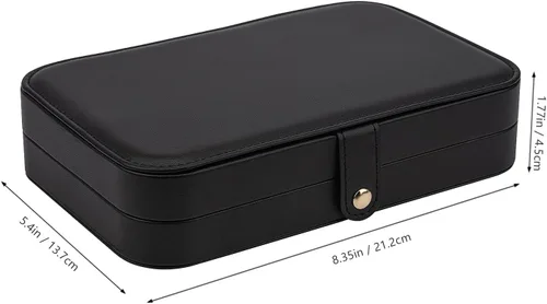 Miniatura 5 de V-LAFUY Joyero pequeño joyero de viaje cajas de joyería portátiles para mujer organizador de viaje de joyería de 2 capas regalo para mujeres y niñas