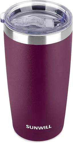 Miniatura 8 de SUNWILL Vaso de café de viaje de 20 onzas, taza aislada con tapa, taza de acero inoxidable para bebidas calientes y frías, con recubrimiento