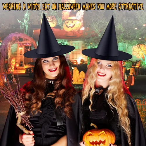 Miniatura 6 de Legigo Sombrero de bruja para disfraz de Halloween, sombrero de bruja colgante negro, accesorios de disfraz de bruja para Halloween, fiesta de 12
