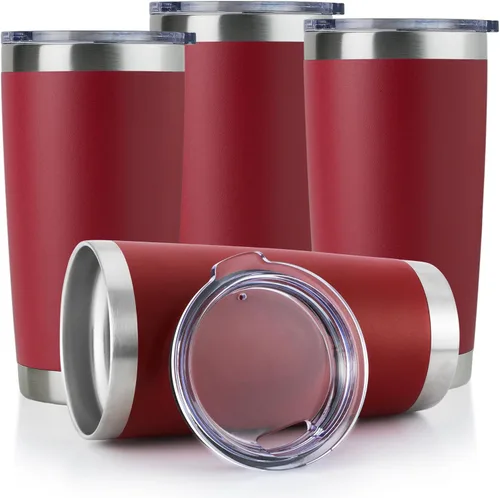Miniatura 47 de DOMICARE Vaso de acero inoxidable de 20 onzas a granel con tapa, taza de viaje aislada al vacío de doble pared, taza de café con recubrimiento