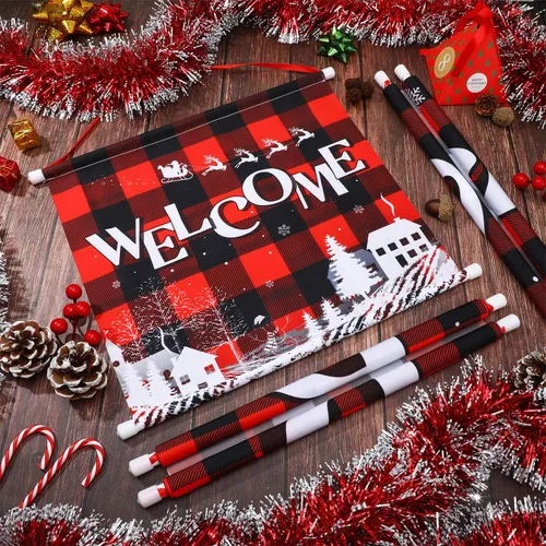 Miniatura 3 de Cartel navideño de 3 piezas de Navidad para porche, pancarta de Feliz Navidad, pancarta de bienvenida para puerta delantera, letrero colgante
