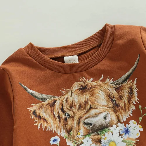 Miniatura 59 de Kaipiclos Ropa occidental para bebé niña, con lindo estampado con volantes, manga larga, pantalones para otoño e invierno, trajes de vaquera