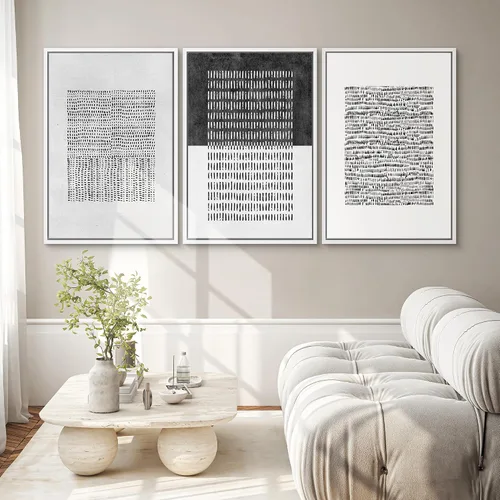 Miniatura 598 de SIGNWIN Lienzo enmarcado para pared, arte con pinceladas de flujo neutro en tonos beige abstractos, ilustraciones, arte moderno, decorativo