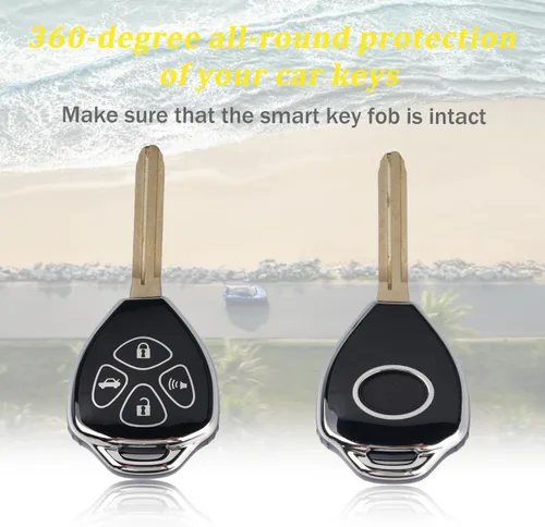 Miniatura 3 de WJS Funda para Llavero, Protector de Cáscara de Llave de Coche Compatible con Toyota Avalon Camry Corolla Venza Scion Pontiac 2006-2014 (Negro)