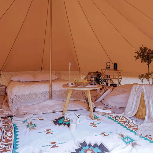 Miniatura 4 de Tienda de yurta de lujo para cuatro estaciones Amplia tienda de campaña de lona con toma de estufa Mezcla de algodón resistente Último refugio