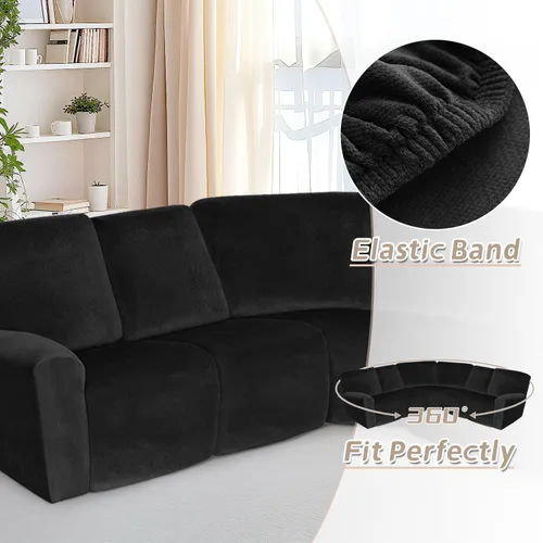 Miniatura 385 de Arfntevss Fundas de sofá seccional reclinable de terciopelo, Funda de sofá seccional de esquina para sofá reclinable, Funda elástica suave