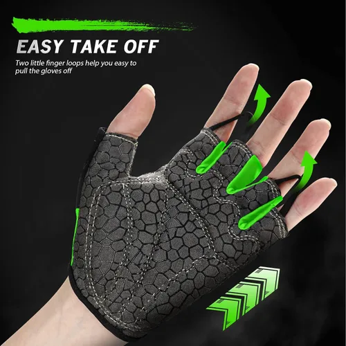 Miniatura 3 de HTZPLOO Guantes de ciclismo, guantes de ciclismo de medio dedo, guantes de bicicleta para hombres y mujeres con almohadilla antideslizante que