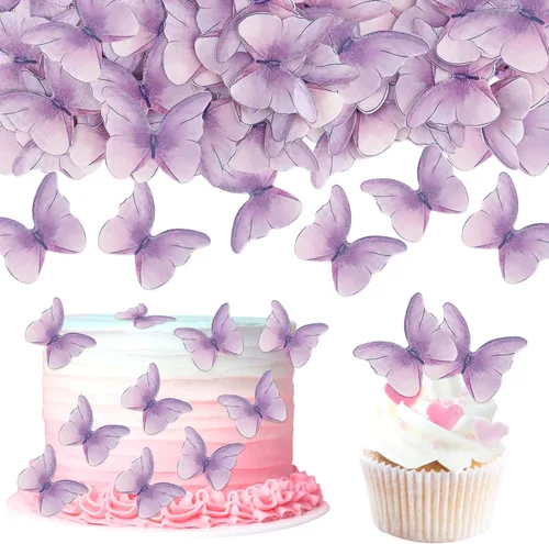 Miniatura 11 de Mariposas comestibles para decoración de pasteles, decoración comestible de arco iris para pasteles y cupcakes, mariposas de papel de oblea
