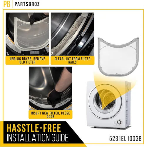 Miniatura 7 de PartsBroz 5231EL1003B Trampa de pantalla para filtro de pelusa para secadora LG DLE2516W DLEX2650R DLEX2650W DLE5955G DLG2526W DLE2101W DLE0442W