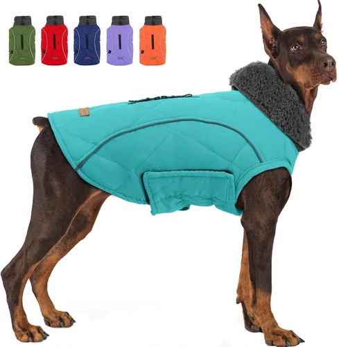 Miniatura 9 de EMUST Chamarras para perros, talla pequeña/mediana/grande, abrigo de invierno para perros grandes, azul oscuro, XL