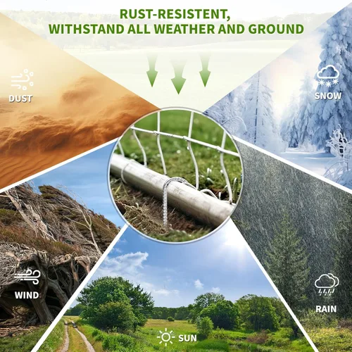 Miniatura 7 de Besitu Paquete de 60 estacas de tierra de 12 pulgadas con gancho en J resistentes, estacas metálicas galvanizadas, anclajes de refuerzo para cerca