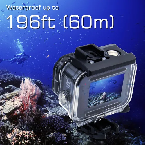 Miniatura 4 de GEPULY Carcasa impermeable para GoPro Hero 8 Negro, doble ranura para zapata fría protectora subacuática carcasa para GoPro Hero 8 Cámara de acción