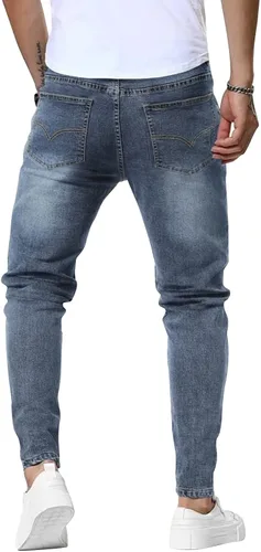 Miniatura 4 de Woenzaia Pantalones de mezclilla ajustados para hombre