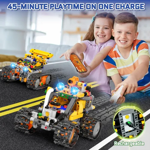 Miniatura 4 de Kit de construcción de robot Demkia para niños y adultos, kit de robótica RC recargable 4 en 1 con control remoto y aplicación, juguetes