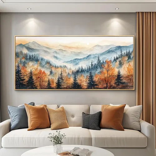 Miniatura 10 de KELIYUAN Lienzo decorativo de pared para sala de estar, decoración de pared grande para dormitorio, pintura de paisaje de alce, montaña, fotos