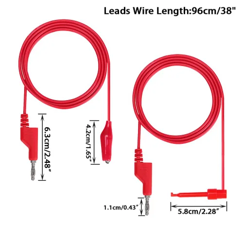 Miniatura 2 de Sumnacon Juego de cables de prueba de multímetro, enchufe apilable para gancho de prueba, enchufe de plátano a clips de cocodrilo, cable de prueba