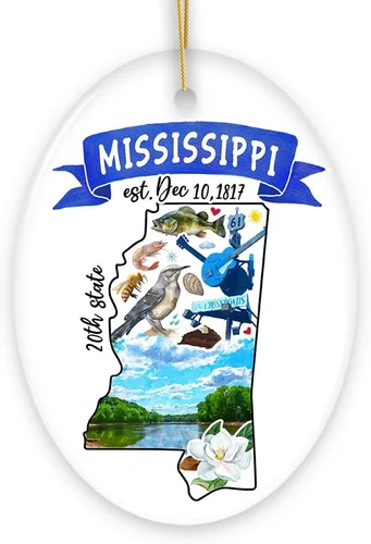 Miniatura 23 de Recuerdos coleccionables de cerámica de EE. UU. - Adornos navideños artísticos con temas y monumentos estatales de Tennessee
