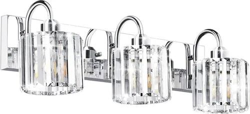 Miniatura 11 de Luz de tocador de baño dorada - Accesorio de luz de baño de cristal sobre espejo